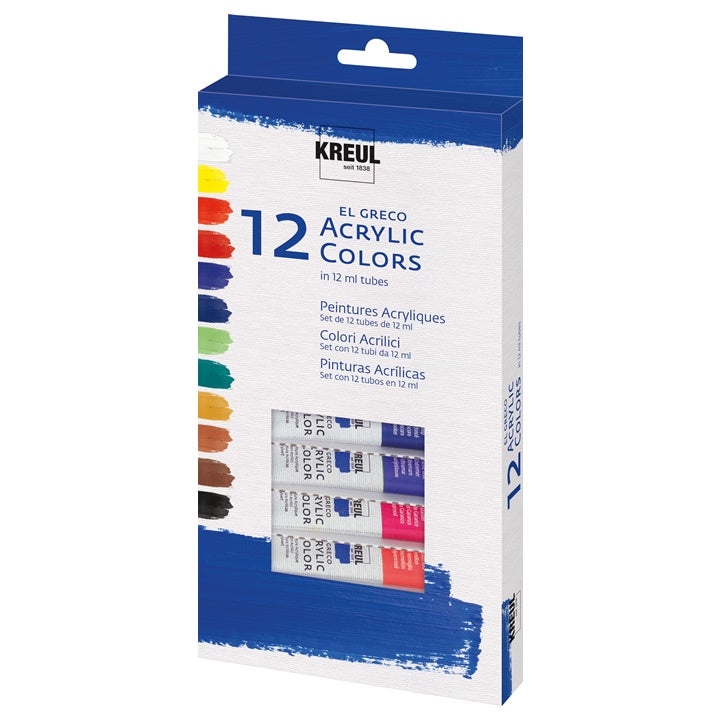 Сет акрилни бои El Greco 12 x 12 ml