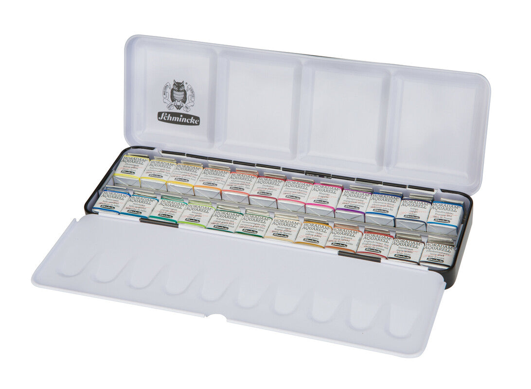 Акварелни бои Schmincke HORADAM во метална кутија, 24 x 1/2 коцкички