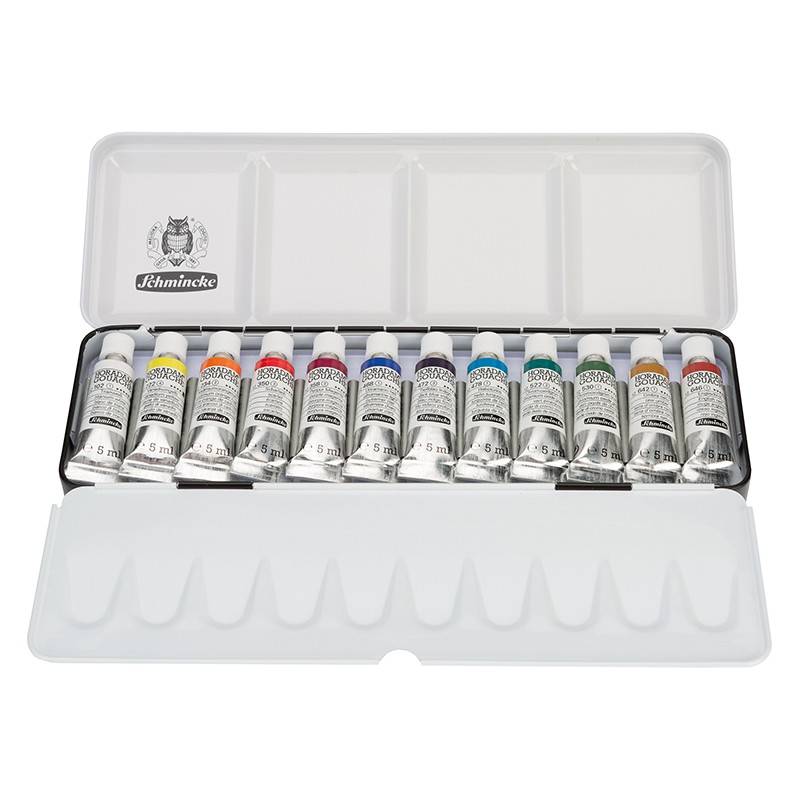 Гваш бои Schmincke HORADAM во метална кутија, 12 x 5 ml