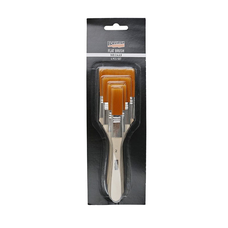 Сет четки за контури - 6 делен – with soft bristles, 4 pcs, flat, size 2, 4, 6, 8