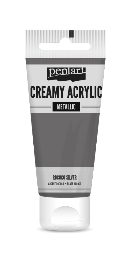 creamy acrylic metallic 60 ml – рококо сребрена