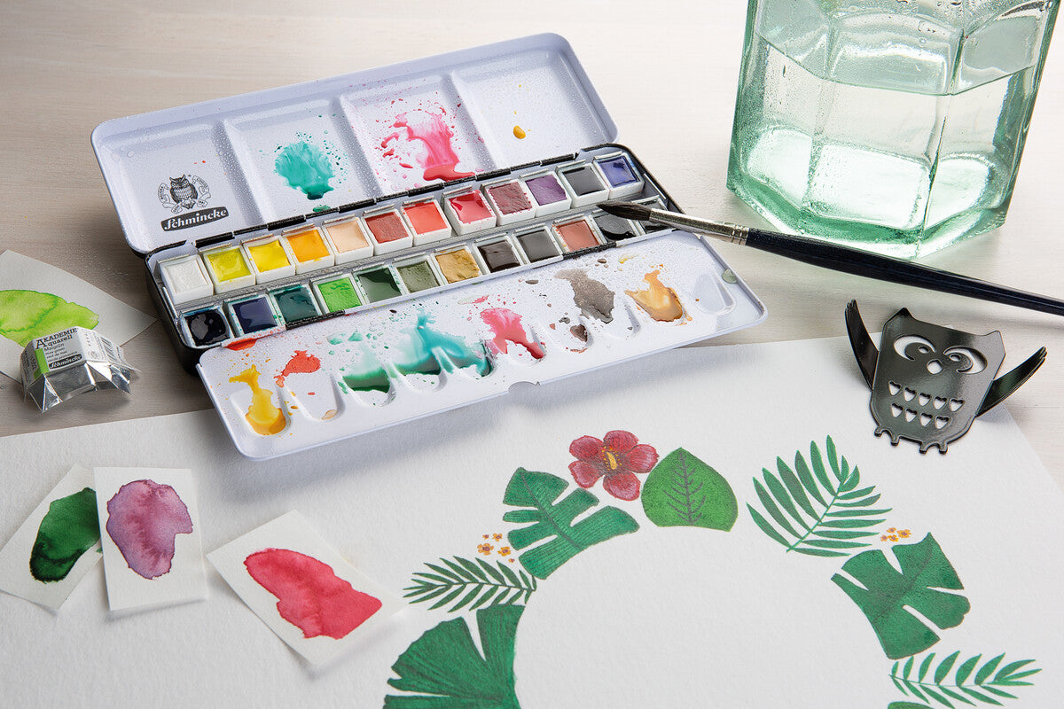 Schmincke AKADEMIE Aquarell празна метална кутија за акварел, 24 x 1/2 коцки