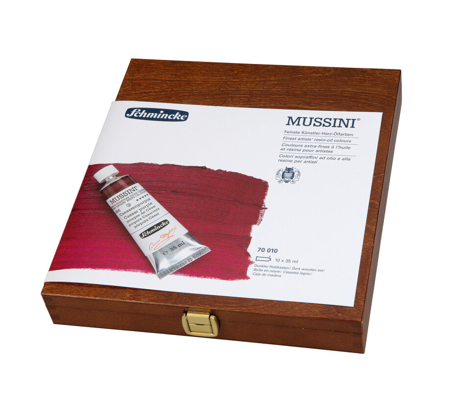 Дрвен сет маслени бои Schmincke MUSSINI, 10 x 35 ml