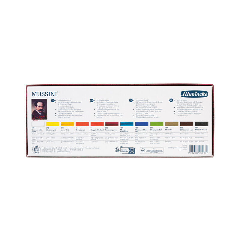 Schmincke MUSSINI картонски сет, 12 x 15 ml
