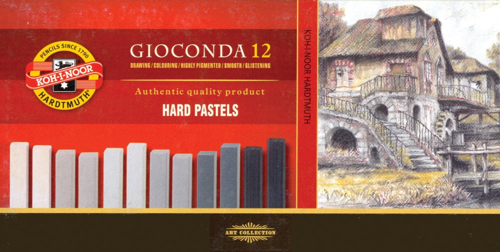 8122G Маслени пастели GIOCONDA HARD 12бр. 7x7mm- сиви нијанси