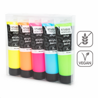 Creall сет акрилни бои Studio acrylics, 5 x 120 ml, микс – флуоресцентни ×