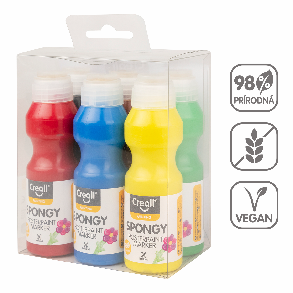 Сет темперни бои со сунѓерче Creall Spongy – 6 × 70 ml