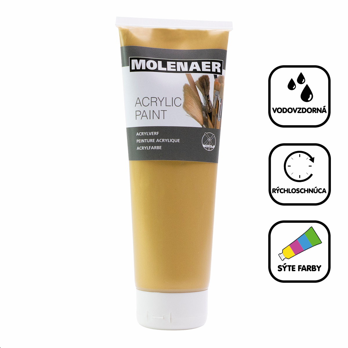 Акрилна боја Molenaer 250 ml – златна