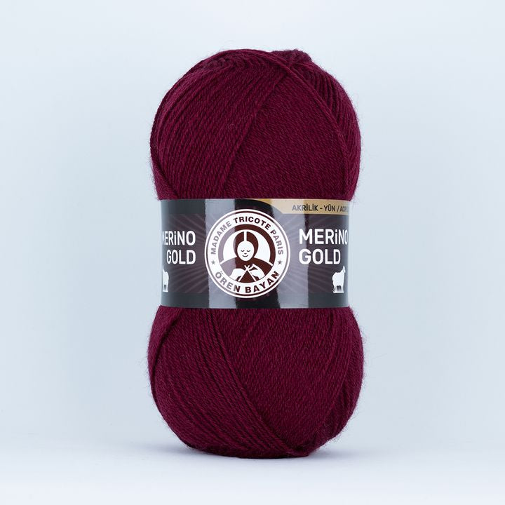Предиво за плетење Madame Tricote Paris Merino Gold 100 g – бордо