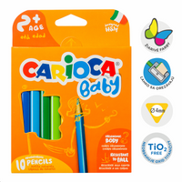 Тристрани дрвени боички Carioca Baby 2+, 10 пар.