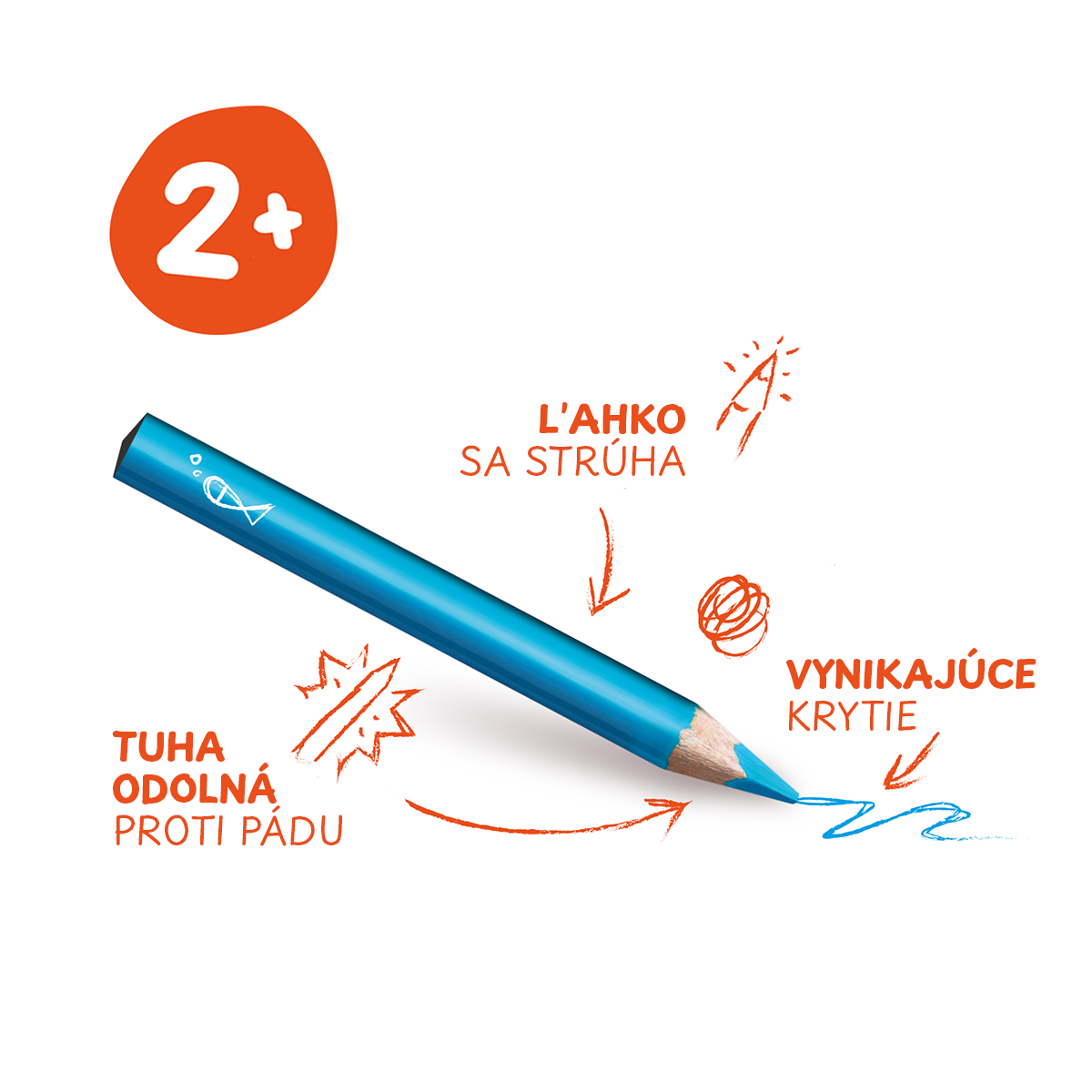 Тристрани дрвени боички Carioca Baby 2+, 10 пар.