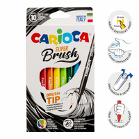 Фломастери Carioca Brush со врв во форма на четка, 10 парчиња, микс бои