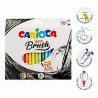 Carioca Brush фломастери со врв во форма на четка, 20 пар., микс бои