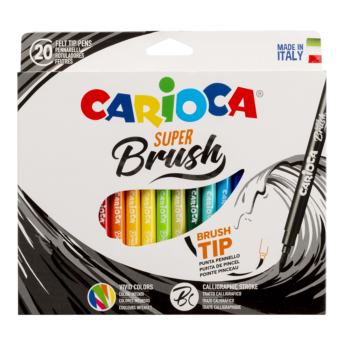 Carioca Brush фломастери со врв во форма на четка, 20 пар., микс бои