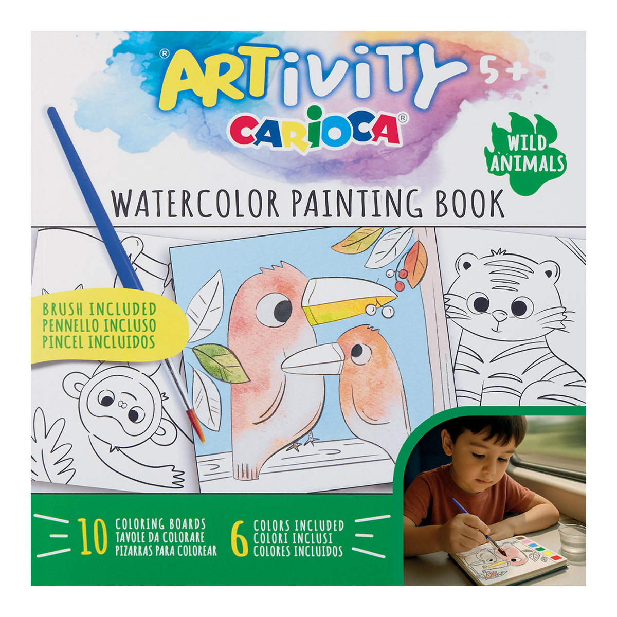 Carioca боенка со водени бои ARTivity – Диви животни, 5+