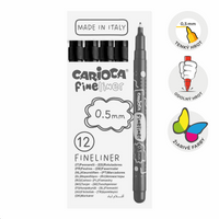 Тенки лајнери Carioca Fineliner 0,5 mm – 12 пар. – црна