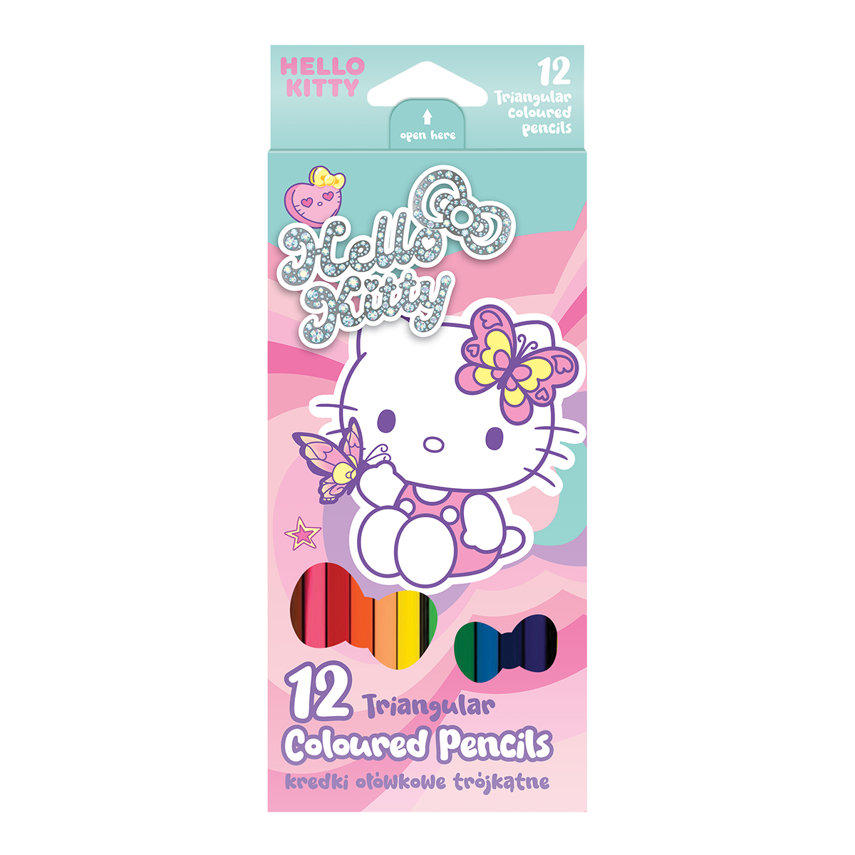 Тристрани дрвени боички Colorino Hello Kitty - 12 бои