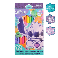 Триаголни дрвени боички Colorino JUMBO Stitch Pastel, 12 пастелни бои