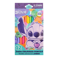 Триаголни дрвени боички Colorino JUMBO Stitch Pastel, 12 пастелни бои