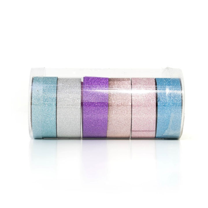Сет ленти за washi 6 x 2,5 m – trblietky розова