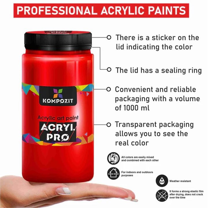 Акрилна боја ACRYL PRO ART Композит 1.000 ml | Различни нијанси - 10