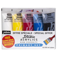 Акрилни бои Pebeo Studio Acrylic - основен сет / 5 x 100 ml