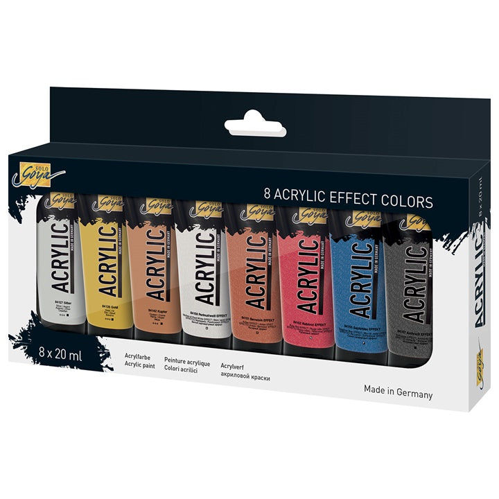 Акрилни бои Solo Goya Effect / сет 8 x 20 ml