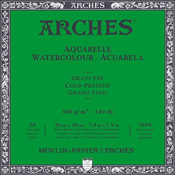 Акварелен блок ARCHES CP природно бела 300 g/m² – 20 листа