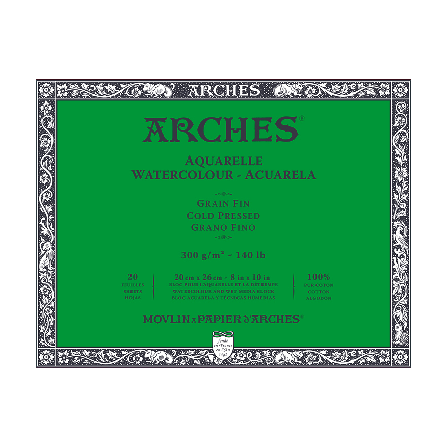 Акварелен блок ARCHES CP природно бела 300 g/m² – 20 листа