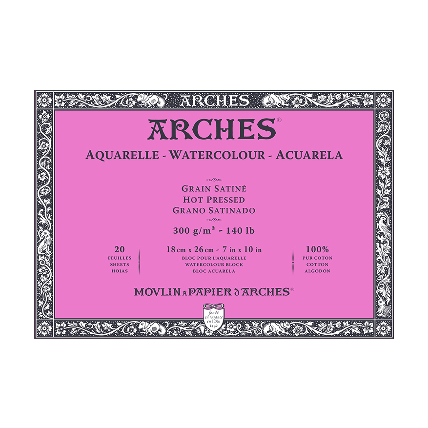 Акварелен блок ARCHES HP природно бела 300 g/m² – 20 листови
