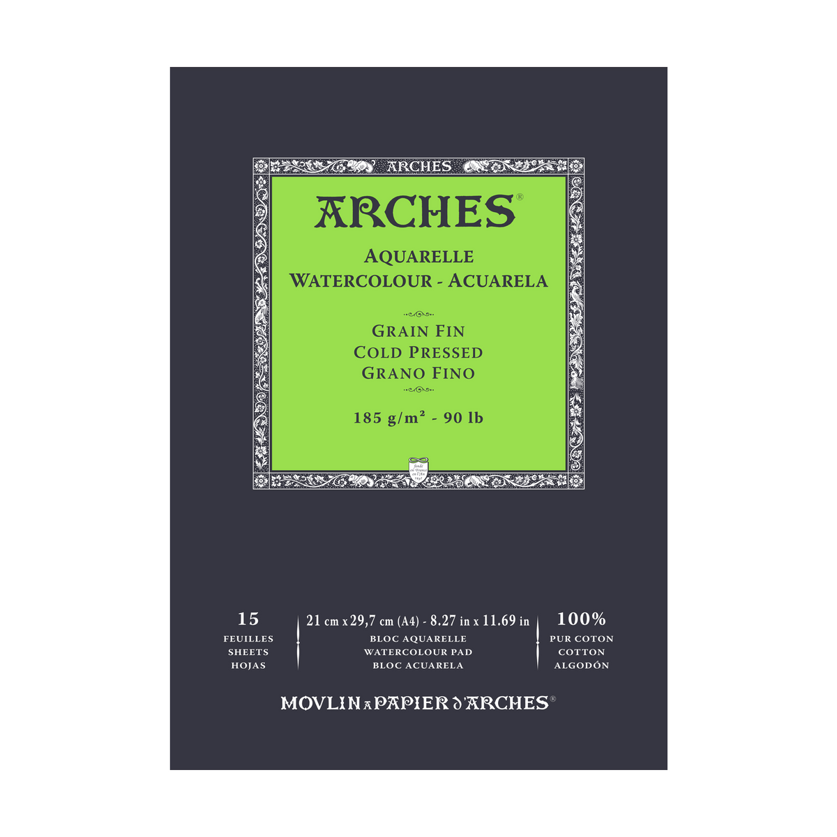 Акварелен блок ARCHES ситно зрно природно бела 185 g/m2 A4 - 15 листови