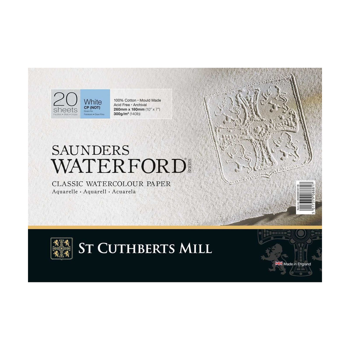 Акварелен блок CANSON St Cuthberts Saunders Waterford CP бел 300 g/m² 20 листови – 26 – 51 cm