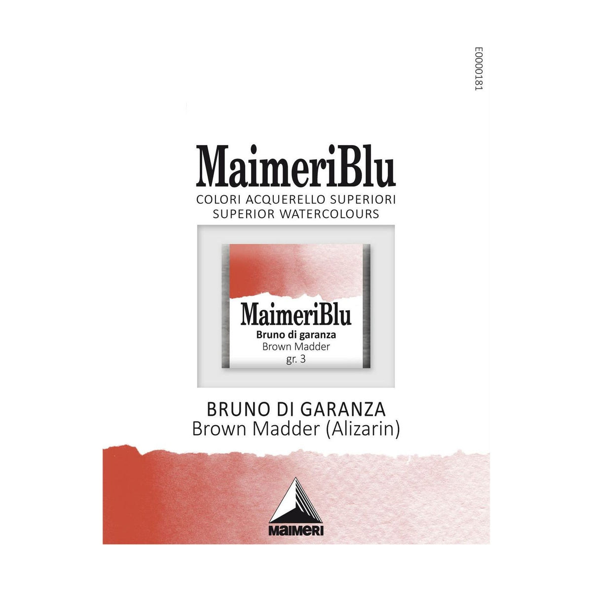 Акварелна боја Maimeri Blu – пола коцка 1,5 ml – Кафеав мадер ализарин