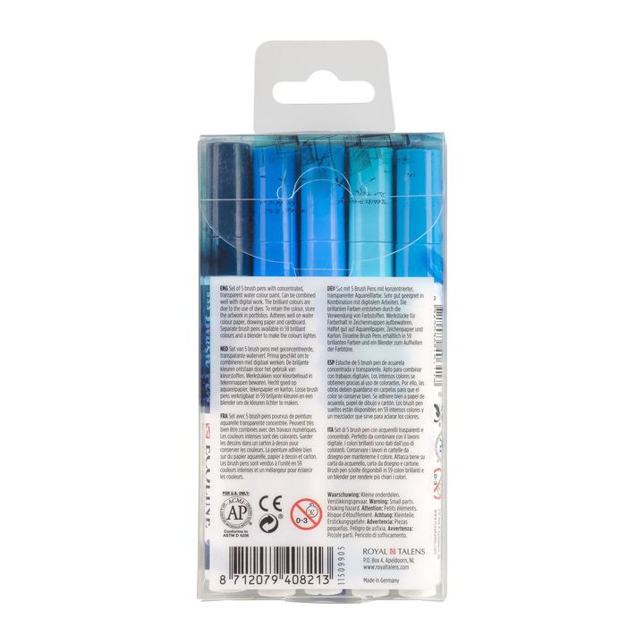 Акварелни пенкала Ecoline Brush Pen Blue - 2