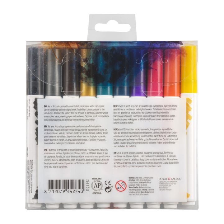 Акварелни пенкала Ecoline Brush Pen Dark - 2