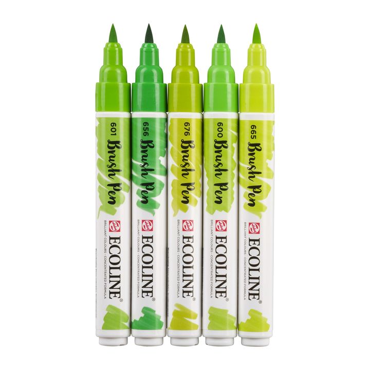 Акварелни пенкала Ecoline Brush Pen Green - 3