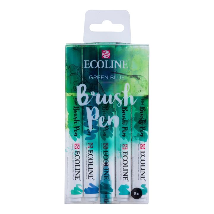 Акварелни пенкала Ecoline Brush Pen Green Blue - 1