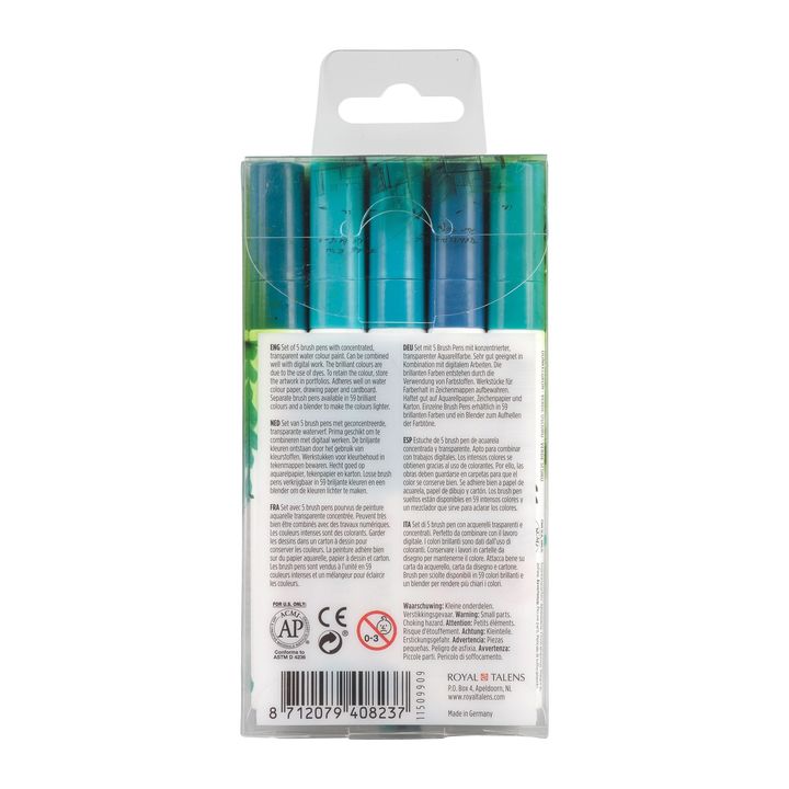 Акварелни пенкала Ecoline Brush Pen Green Blue - 2