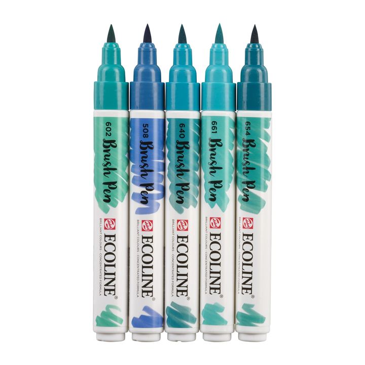 Акварелни пенкала Ecoline Brush Pen Green Blue - 3