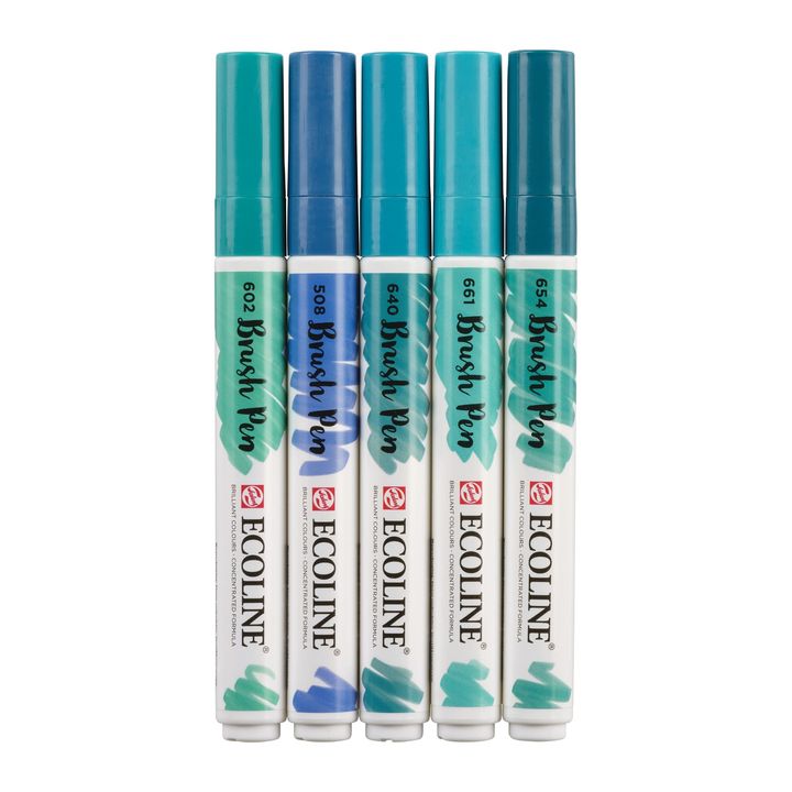 Акварелни пенкала Ecoline Brush Pen Green Blue - 5