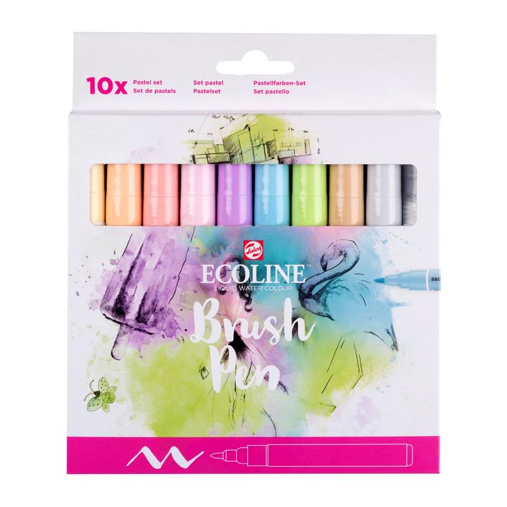 Акварелни пенкала ECOLINE BRUSH PEN пастел 10 парчиња - 1