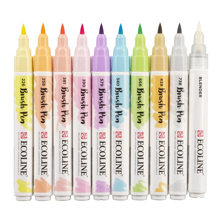 Акварелни пенкала ECOLINE BRUSH PEN пастел 10 парчиња - 2