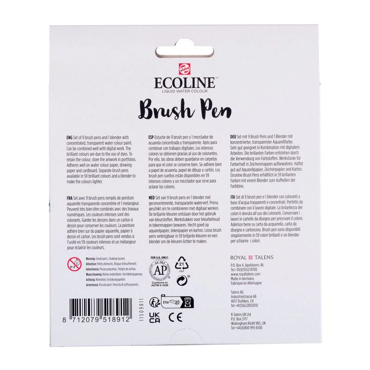 Акварелни пенкала ECOLINE BRUSH PEN пастел 10 парчиња - 5