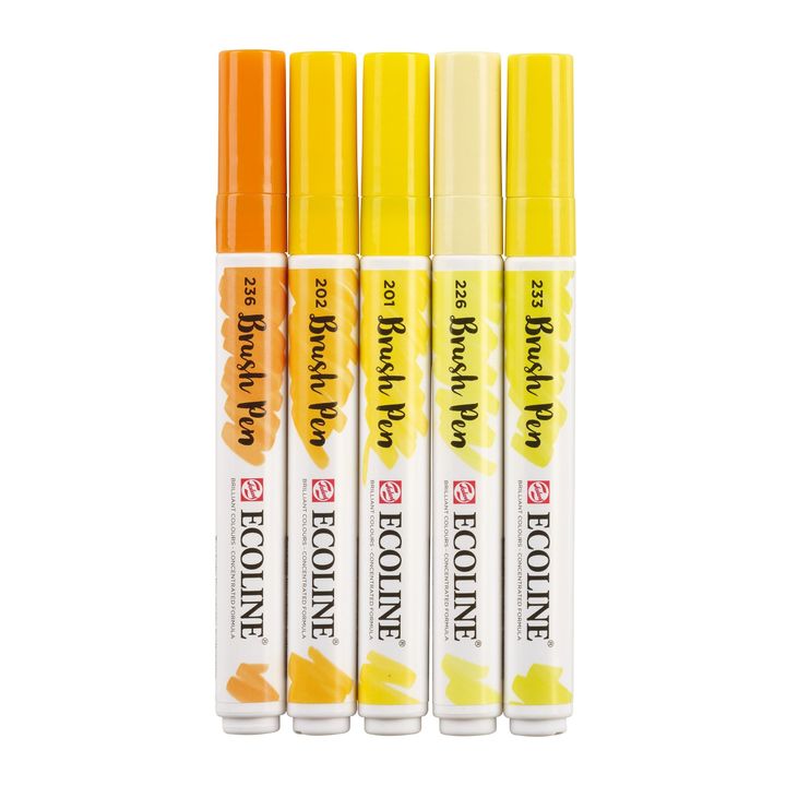 Акварелни пенкала Ecoline Brush Pen Yellow - 5