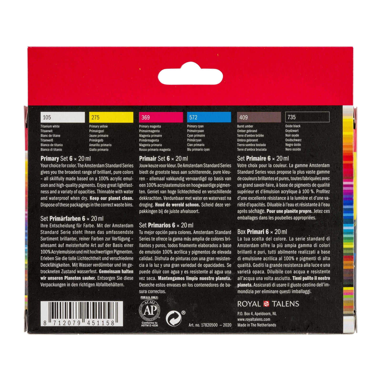 ROYAL TALENS Amsterdam сет акрилни бои Primary 6 x 20 ml