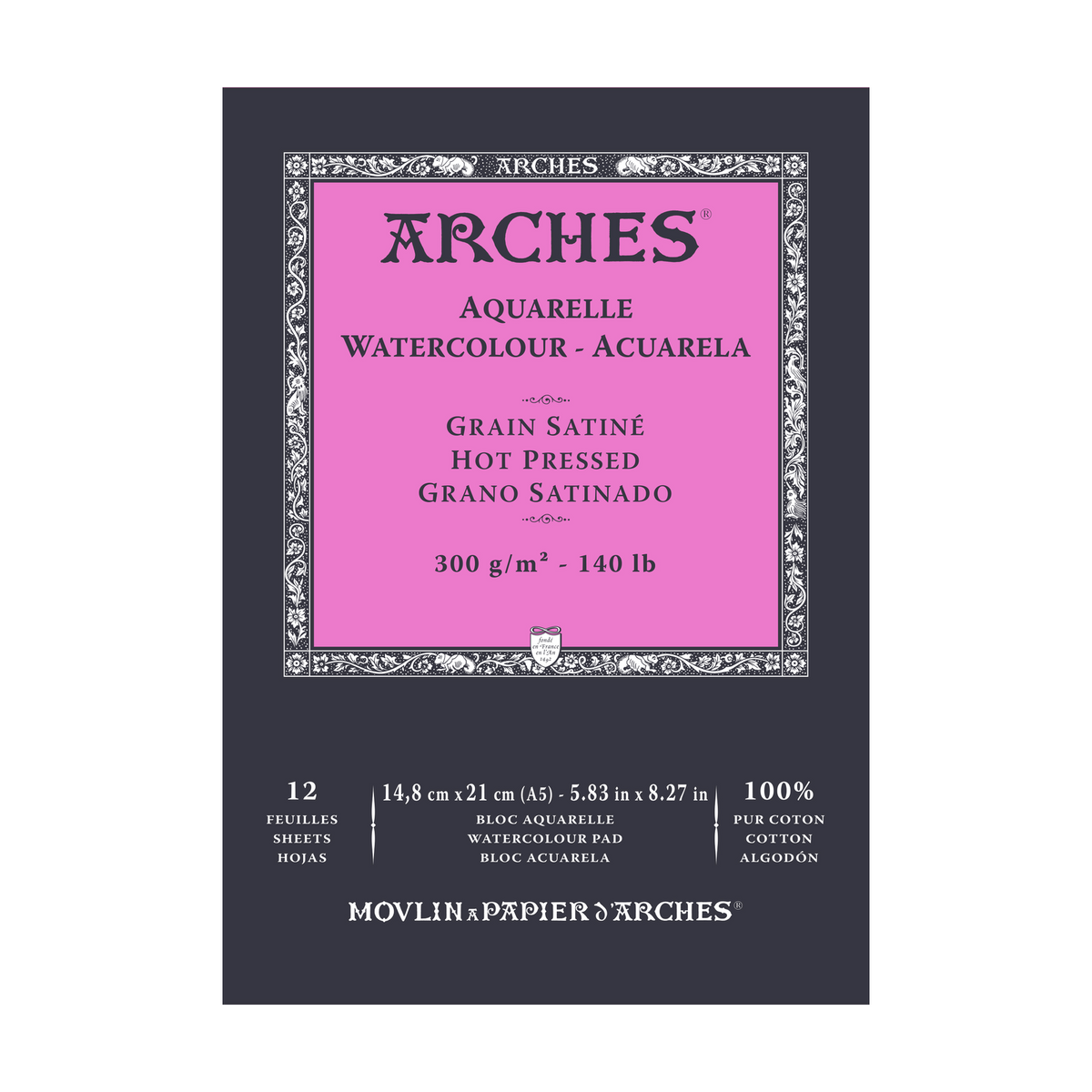 ARCHES акварелен блок мазен HP природно бела 300 g/m² A5 – A3 - 12 листови