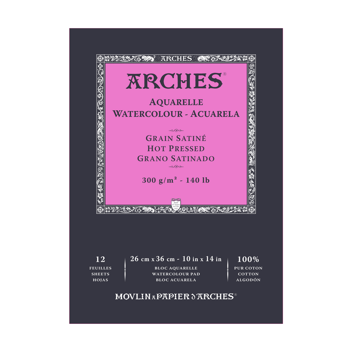 ARCHES акварелен блок мазен HP природно бела 300 g/m² A5 – A3 - 12 листови