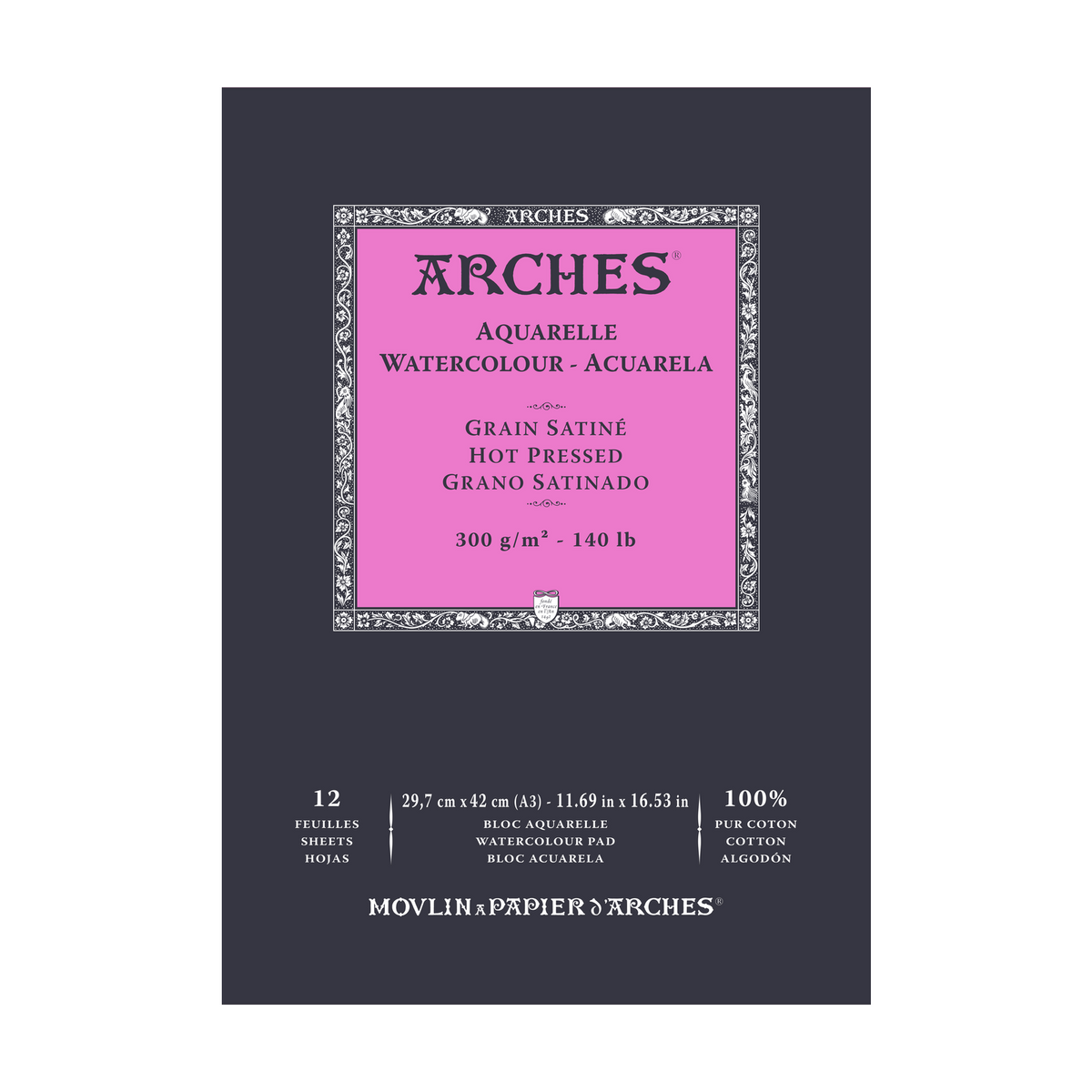 ARCHES акварелен блок мазен HP природно бела 300 g/m² A5 – A3 - 12 листови