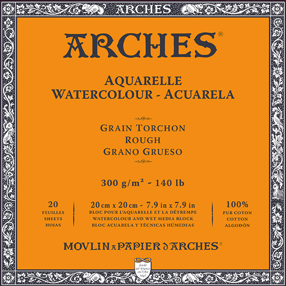 ARCHES акварелен блок Rough природно бела 300 g/m² 10 – 31 cm - 20 листови