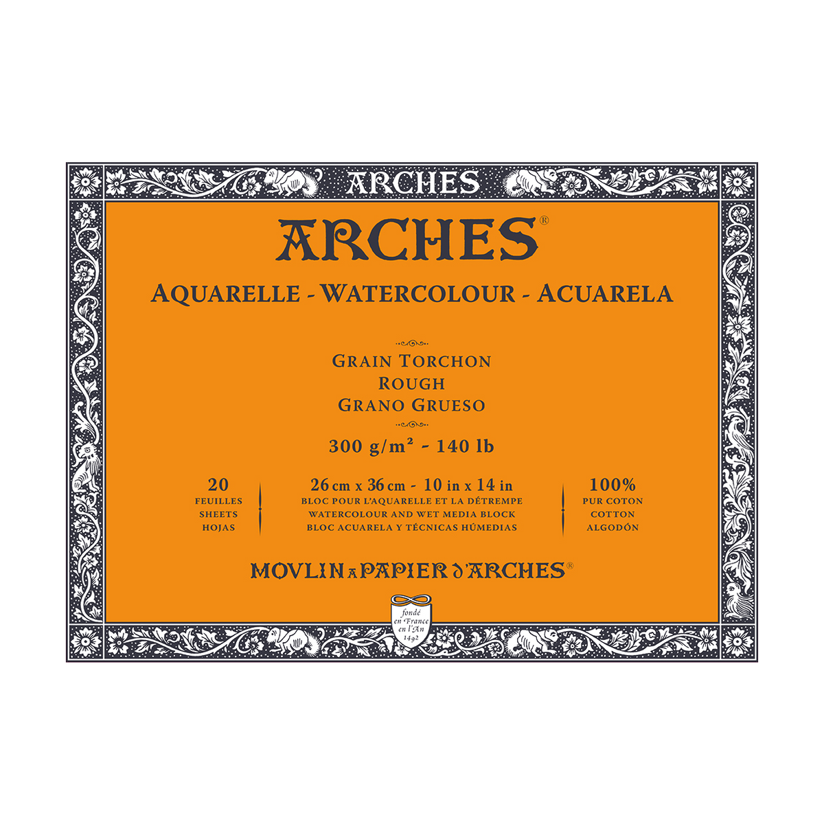 ARCHES акварелен блок Rough природно бела 300 g/m² 10 – 31 cm - 20 листови